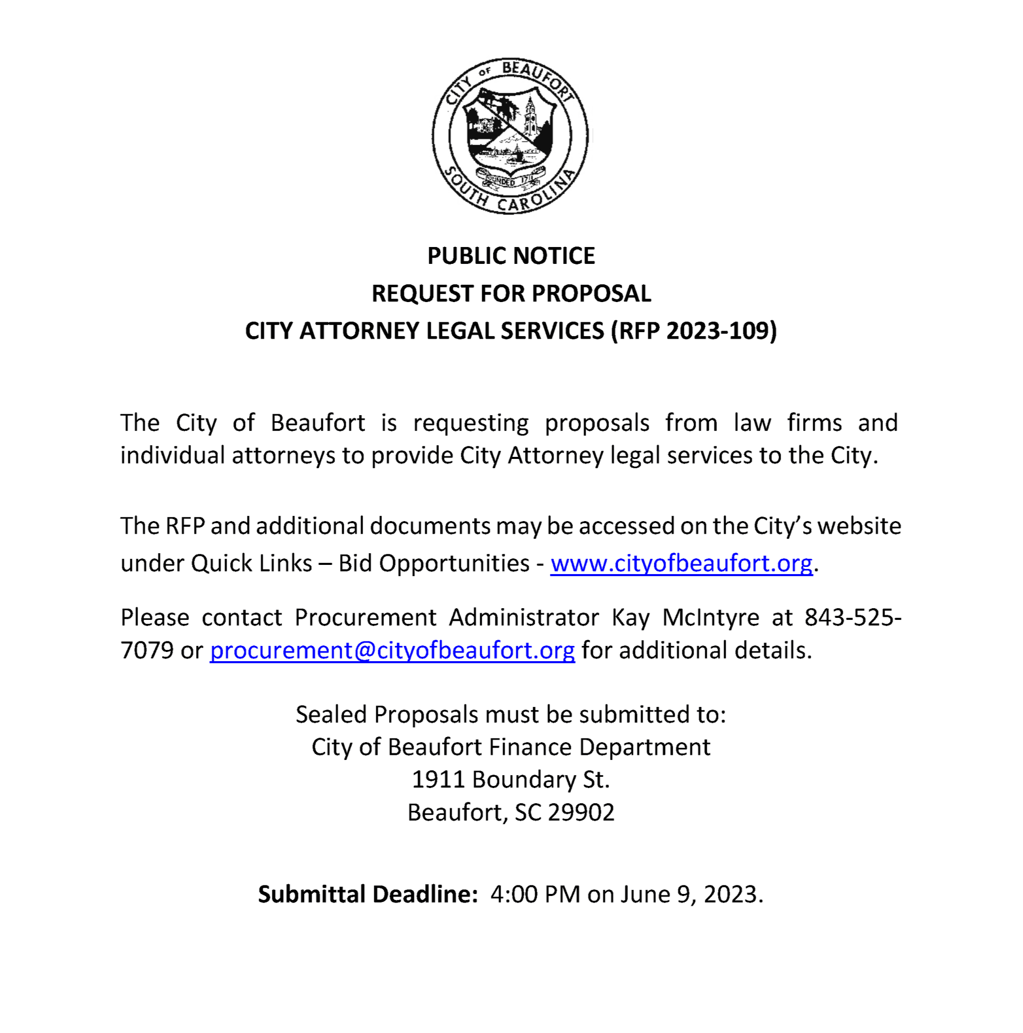 Public Notice RFP 2023-109 - FINAL