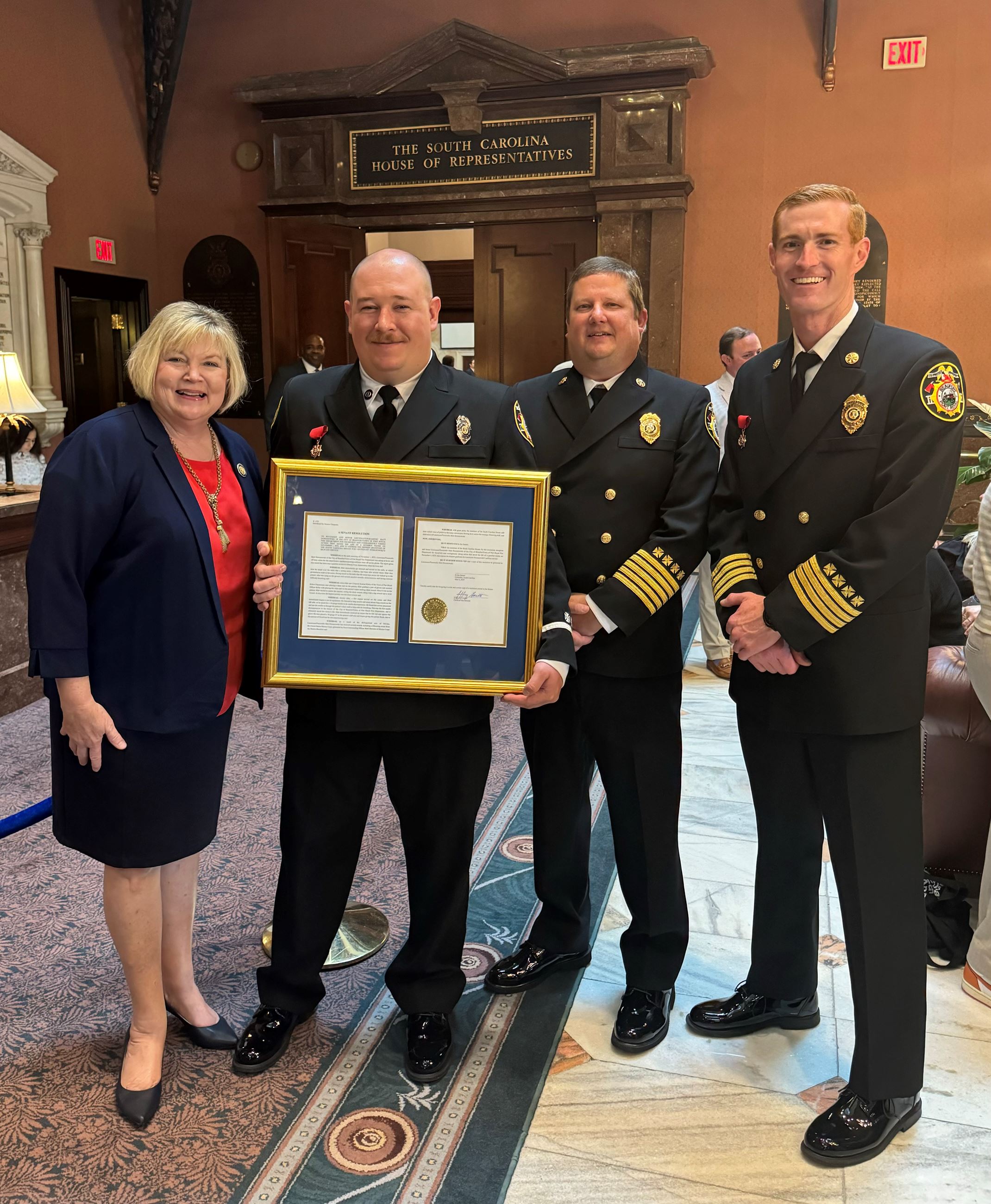 Matt Domanowski with State Rep. Erickson and Chief Ogden and Ross Vezin