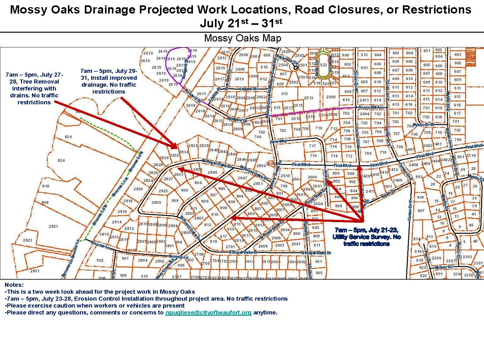 Mossy Oaks Drainage Update 22 July 2020