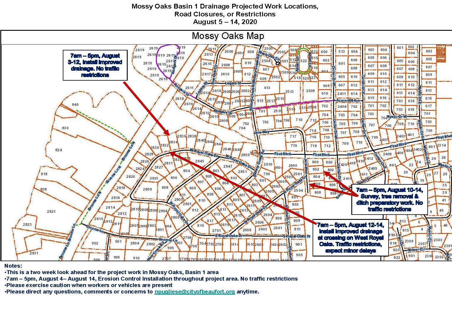 Mossy Oaks Drainage Update Aug. 5-Aug.14