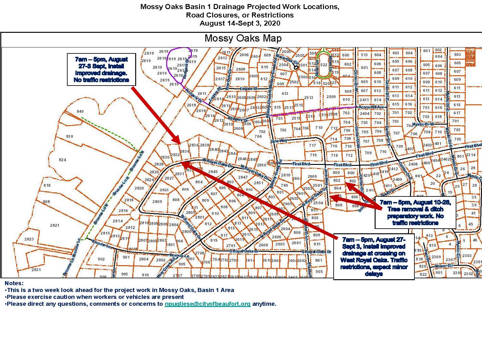 Mossy Oaks Drainage Update Aug. 14-Sept.3