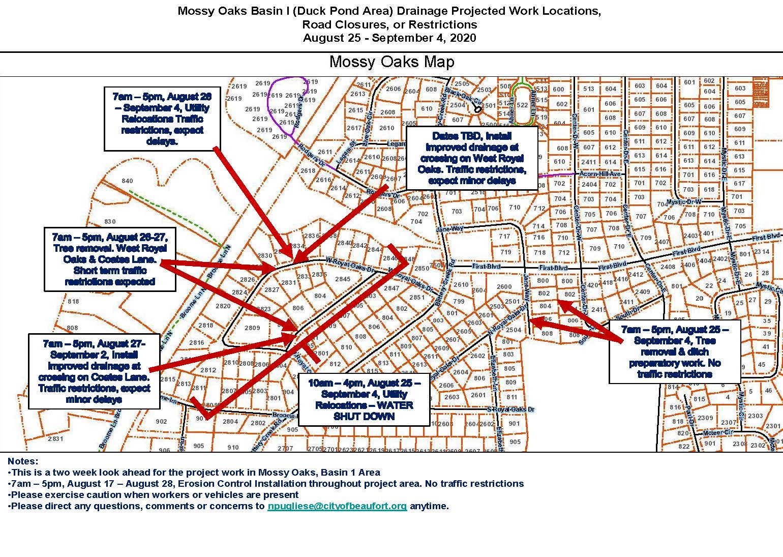 Mossy Oaks Drainage Basin 1 update.Aug 25-Sep4