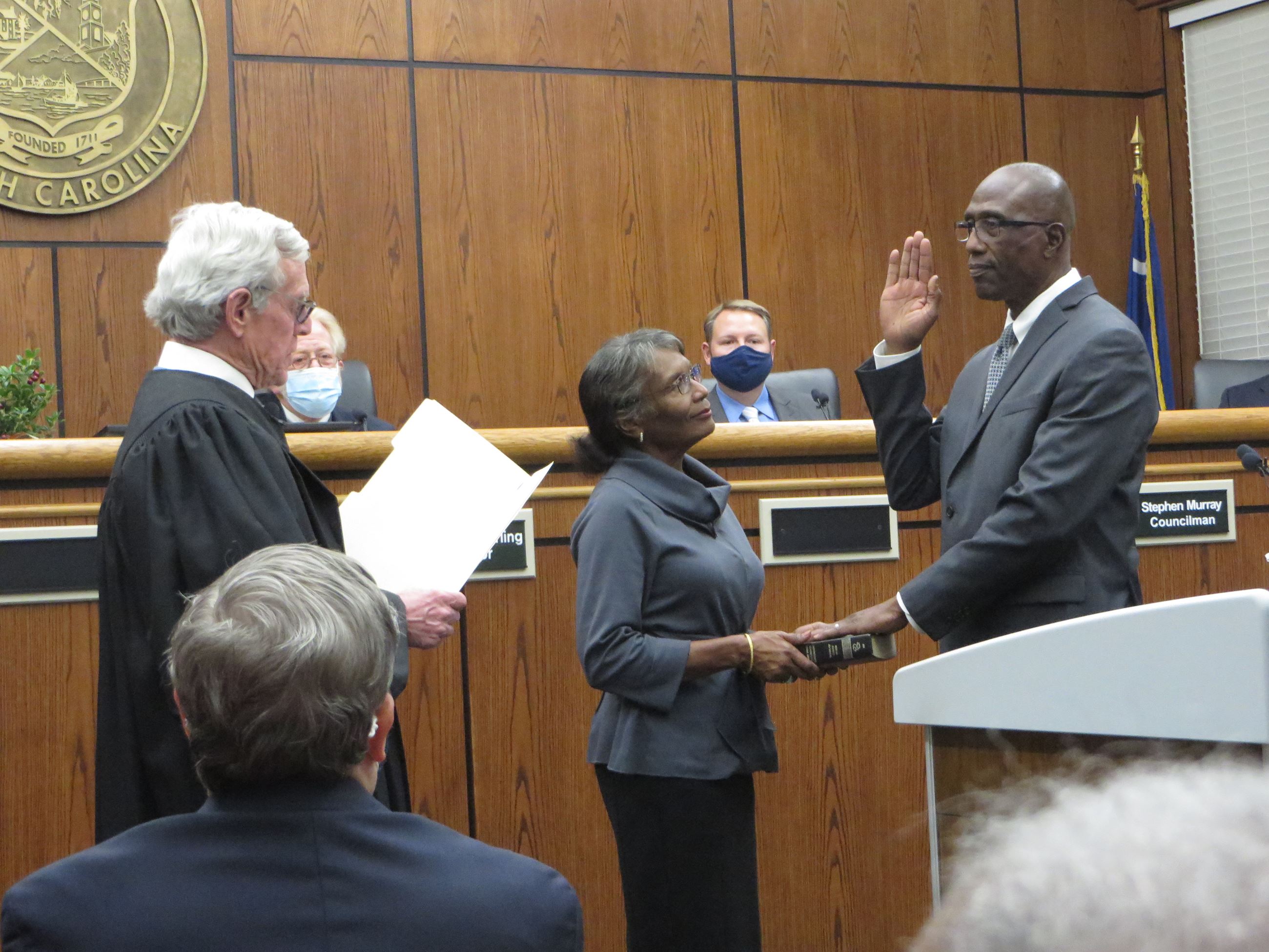 Mitch Mitchell sworn in with his wife Kelly