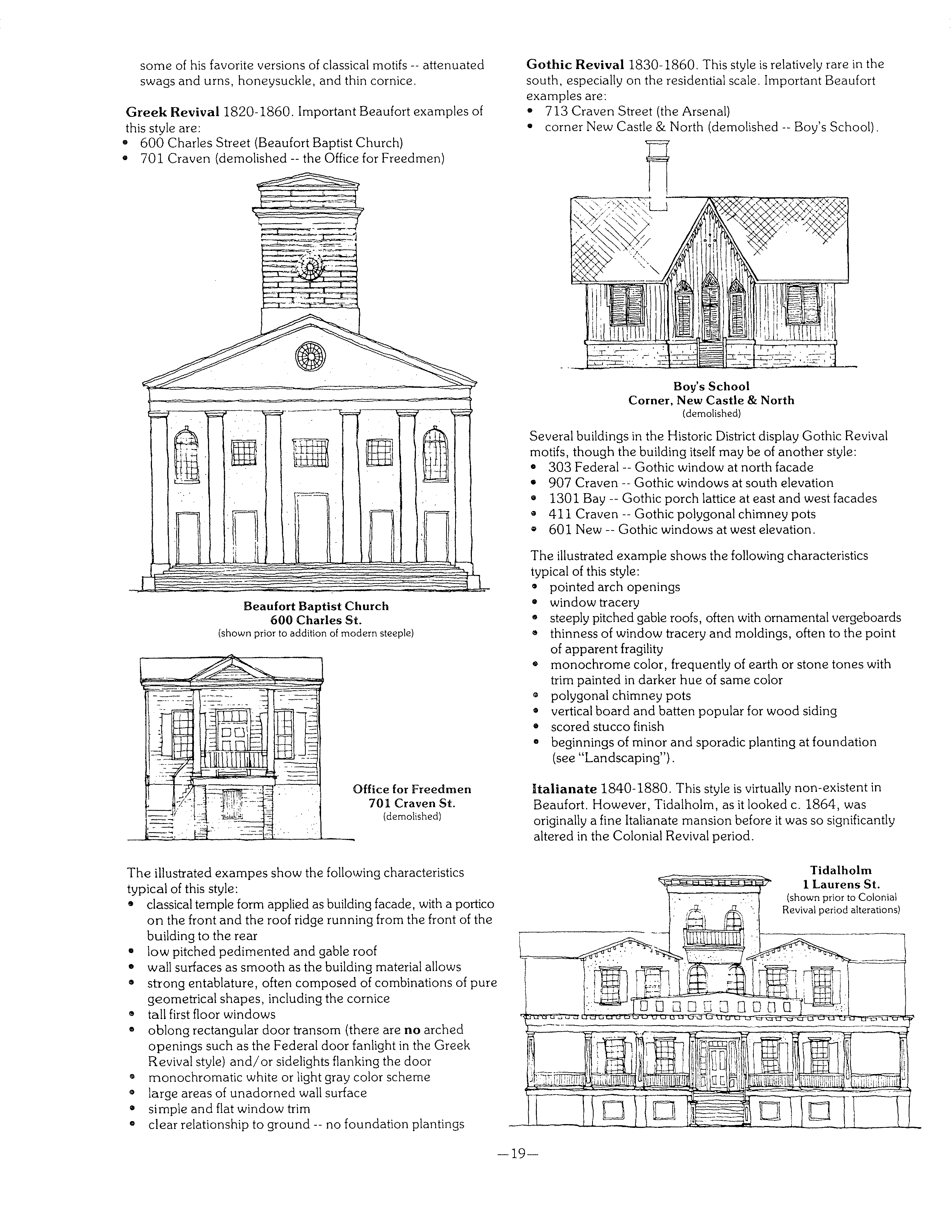 Page describing historic home styles in Beaufort